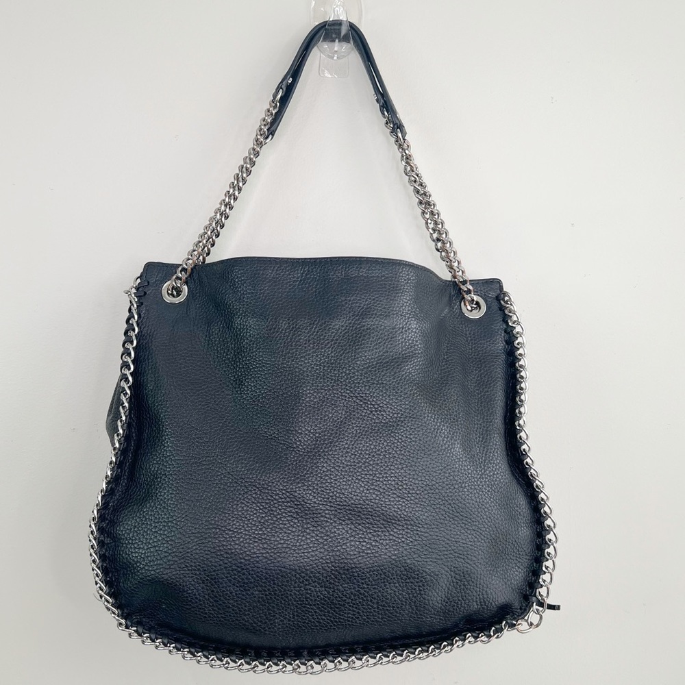 Michael Kors Black Leather Bag with Silver Chain Strap - Picture 2 of 8